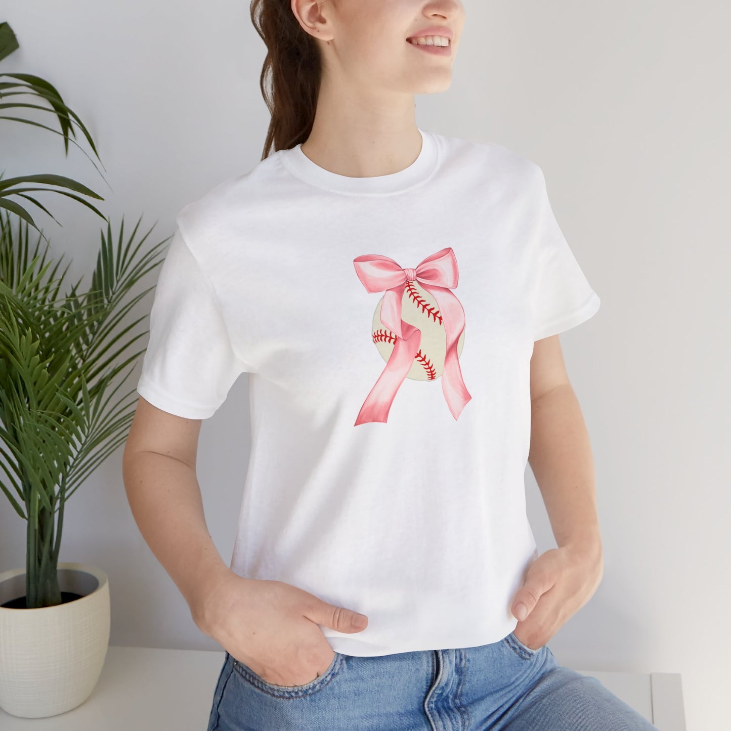 Baseball with Bow: Unisex Jersey Short Sleeve Tee
