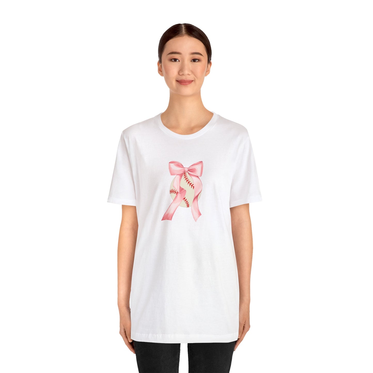Baseball with Bow: Unisex Jersey Short Sleeve Tee