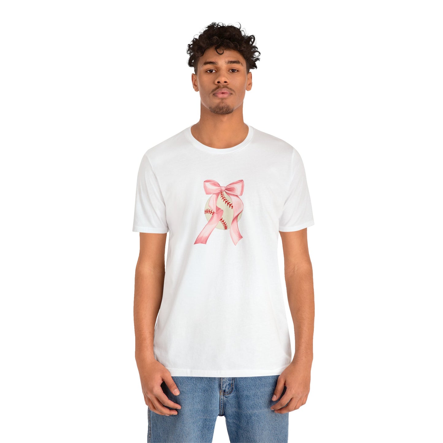 Baseball with Bow: Unisex Jersey Short Sleeve Tee