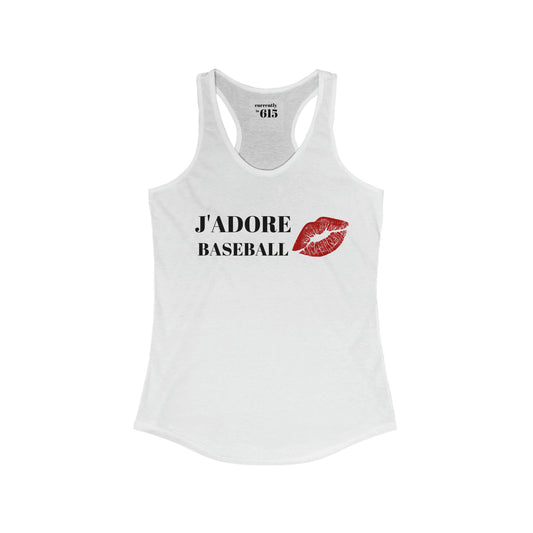 J'Adore Baseball with Lips: Women's Ideal Racerback Tank